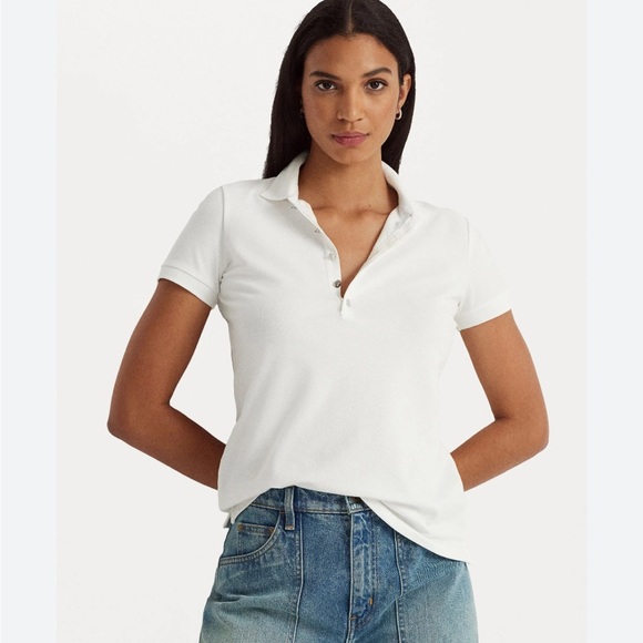 Lauren Ralph Lauren White Piqué Polo Shirt | MP - Picture 1 of 9